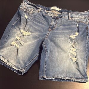 Torrid Blue Distressed Jean Shorts with Vintage Fade